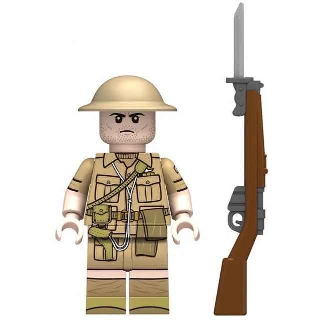 WW2 British Army Machine Gunner Custom Military Minifigure
