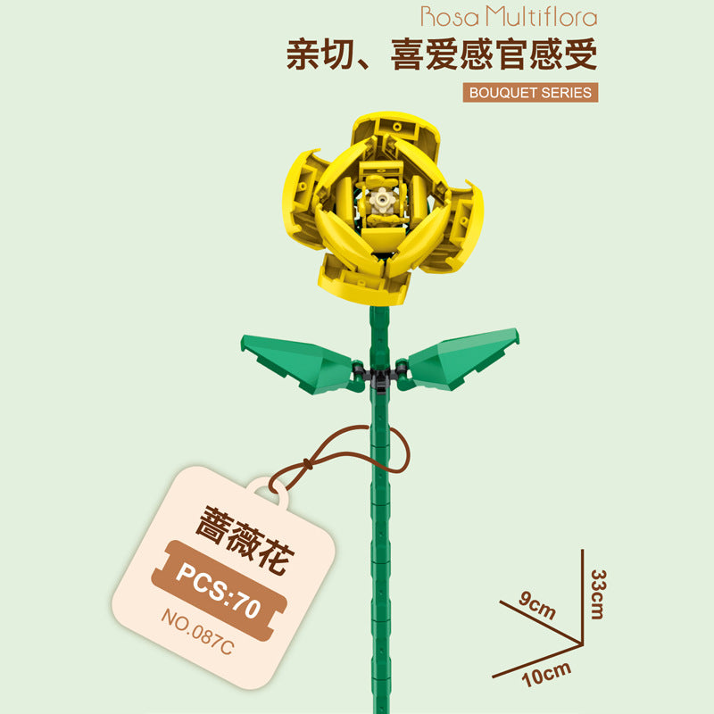 087C-6-Rose Building Block Flower (70pcs)