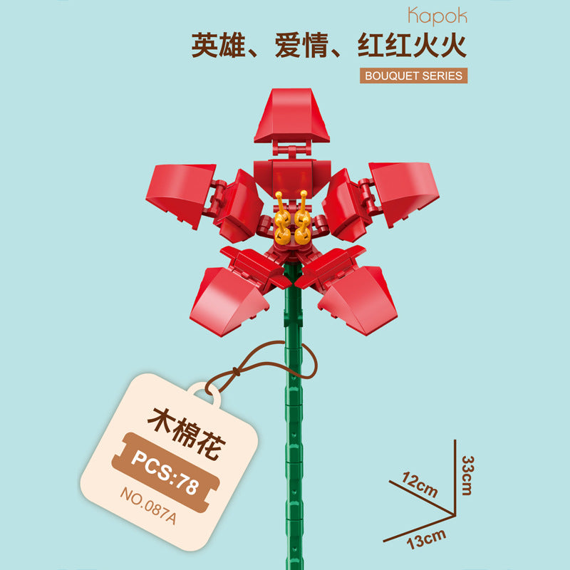 087A-6-Kapok Flower Building Block Flower (78pcs)