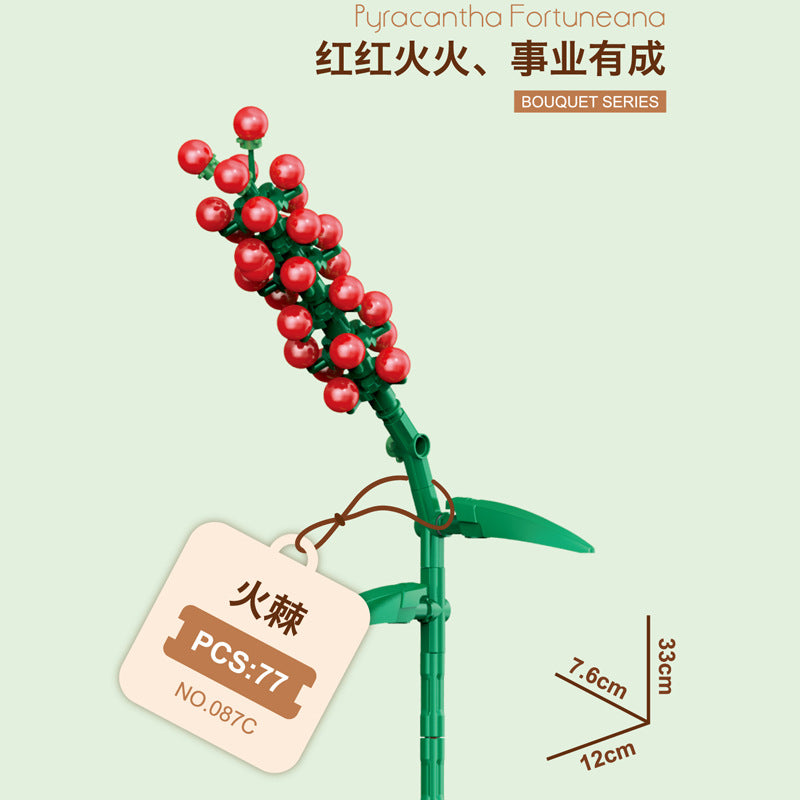 087C-4-Firethorn Building Block Flower (77pcs)