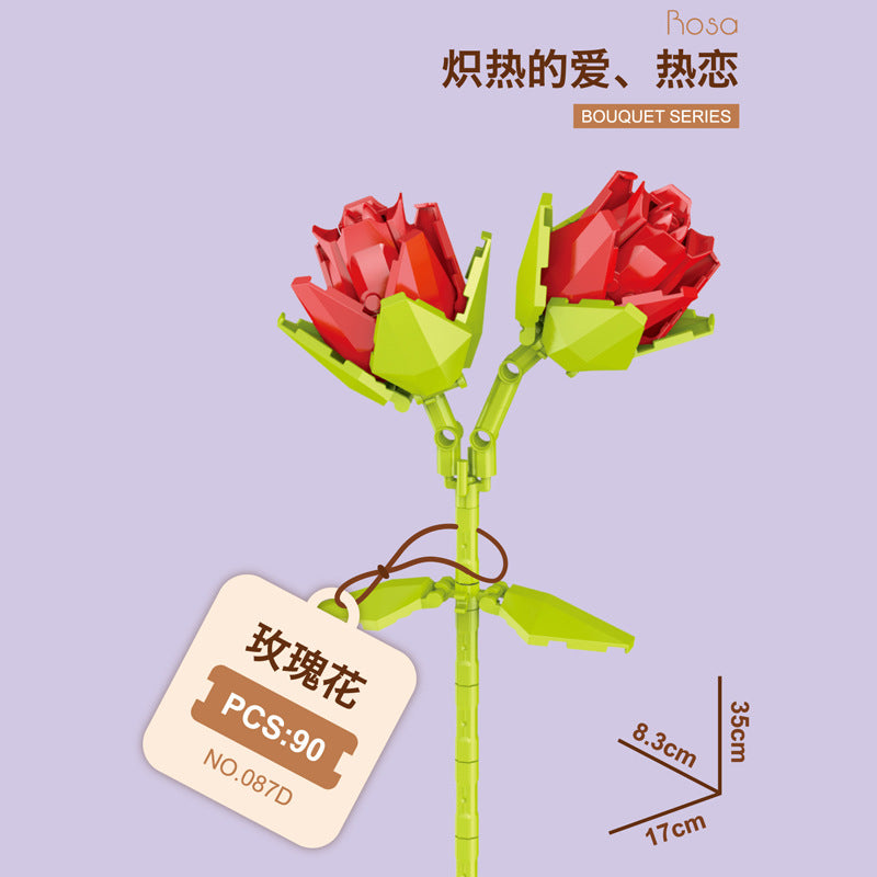 087D-5-Rose Building Block Flower (90pcs)