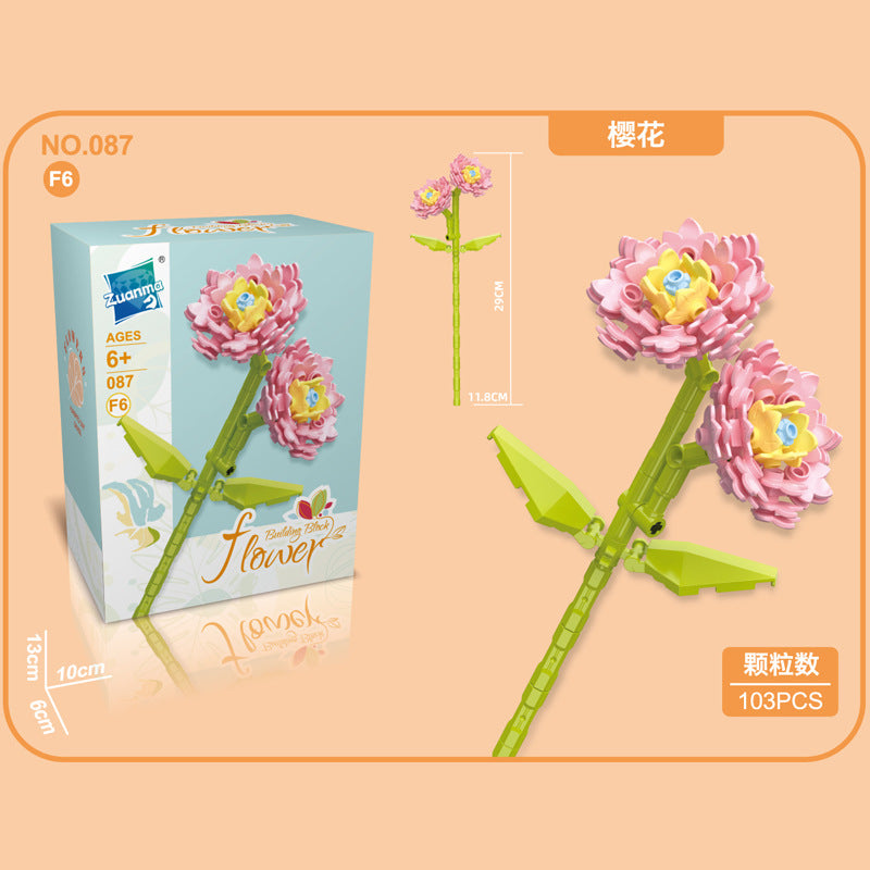 087F-6-Cherry Blossom Building Block Flower (103pcs)