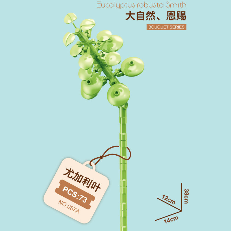 087A-7-Eucalyptus Leaf Building Block Flower (73pcs)