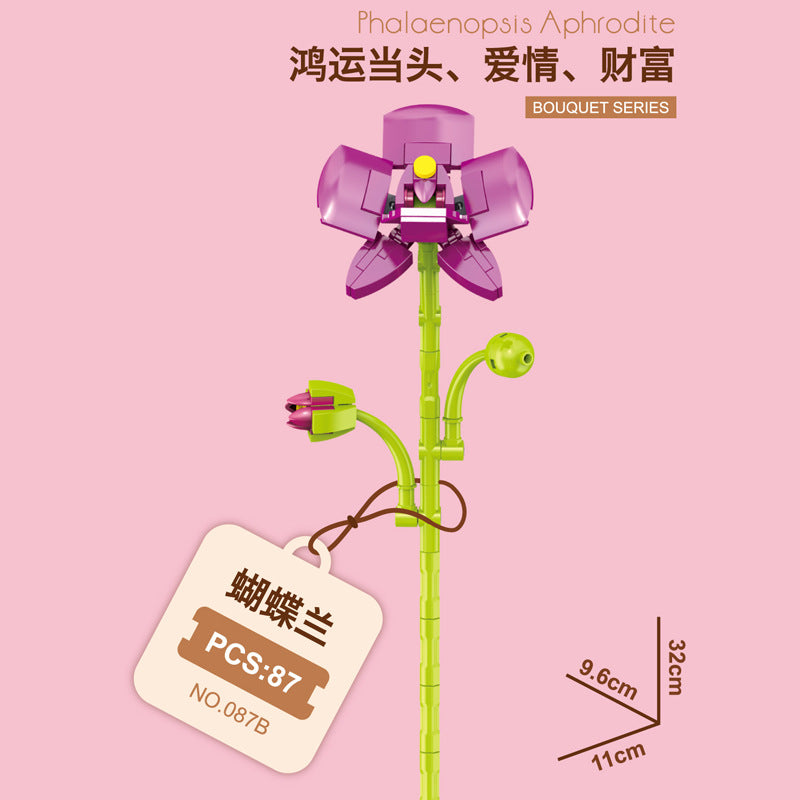 087B-2-Phalaenopsis Building Block Flower (87pcs)