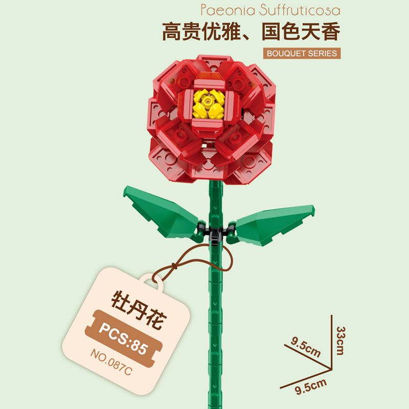087C-5-Peony Building Block Flower (85pcs)