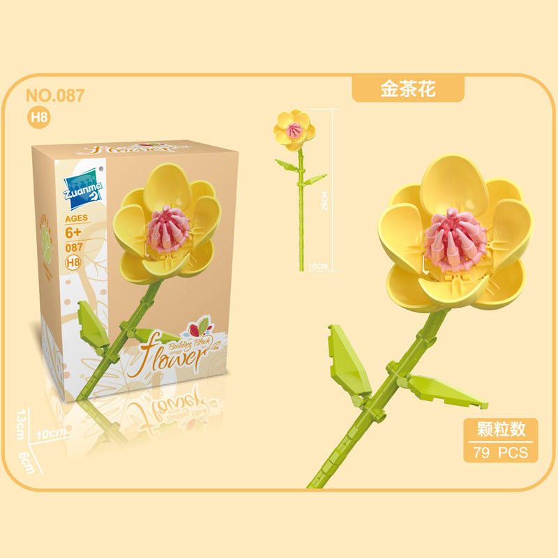 087H-8-Golden Camellia Building Block Flowers (79pcs)