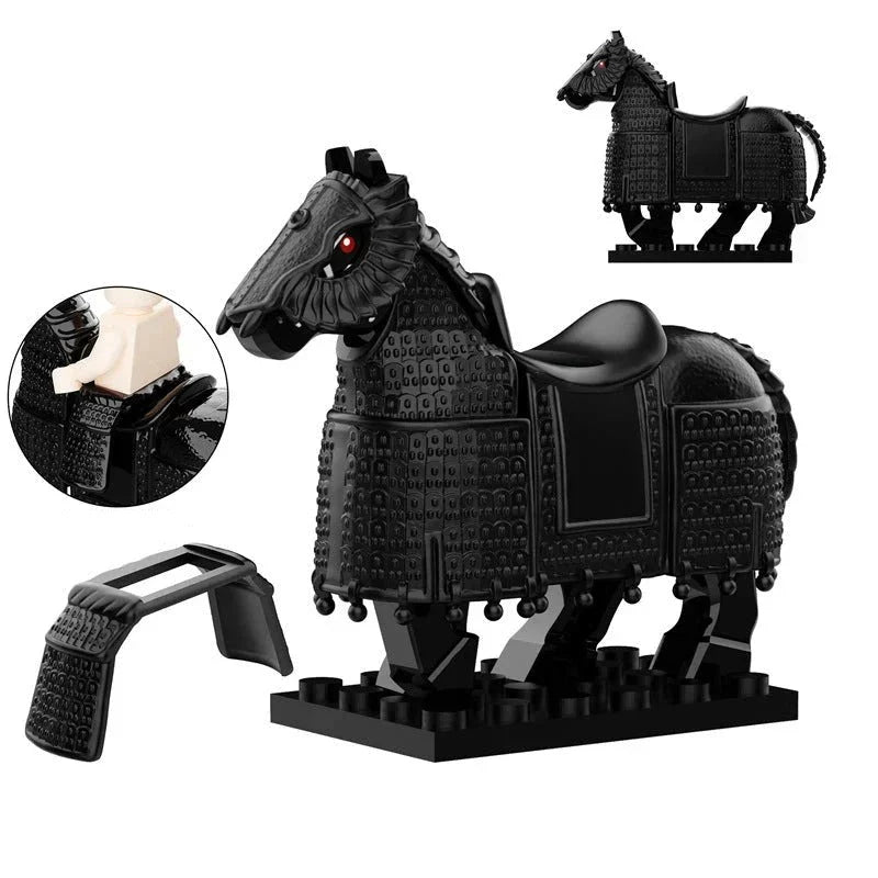 Medieval Armored Black Warhorse Custom Minifigure1