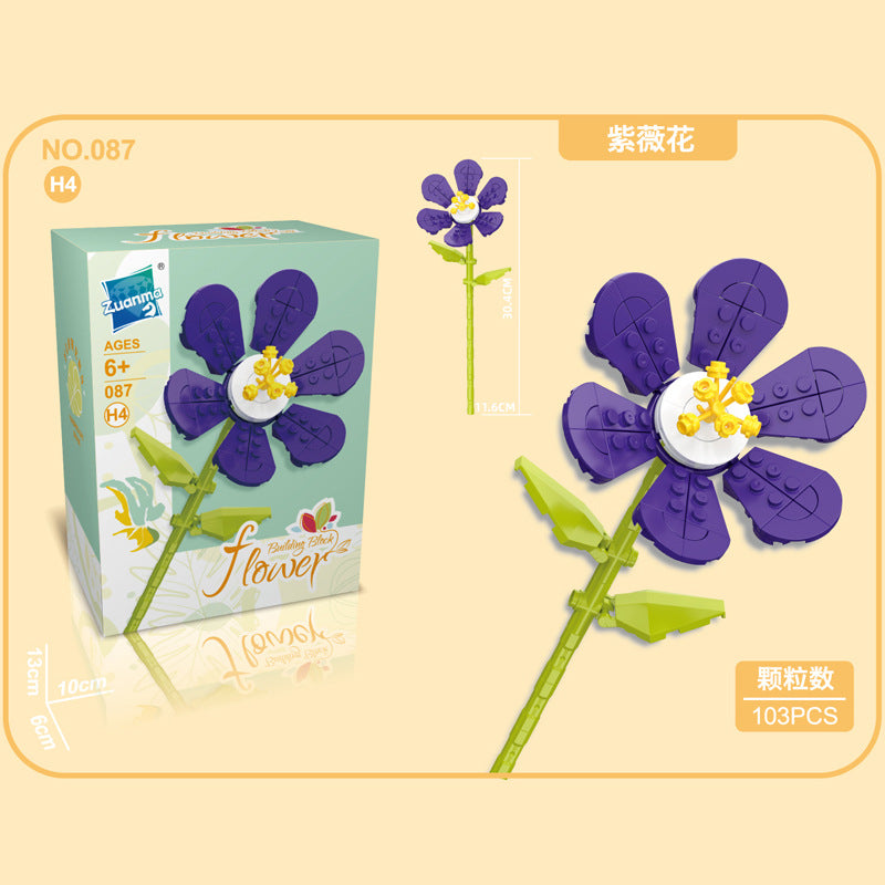 087H-4-Purple Wisteria Building Block Flowers (103pcs)