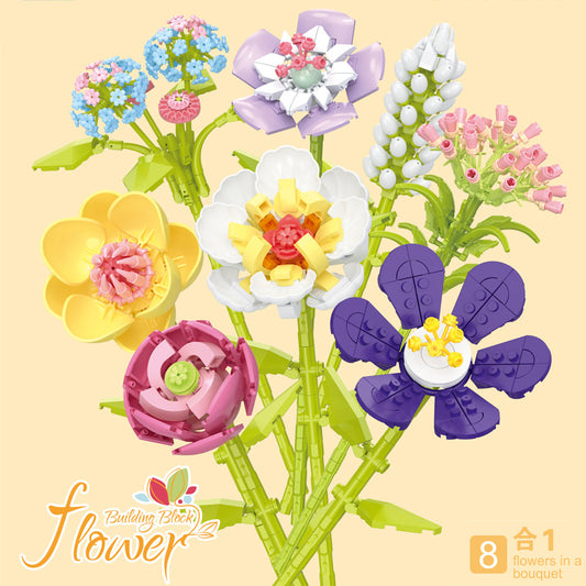 087H-8 Styles Building Block Flowers Set
