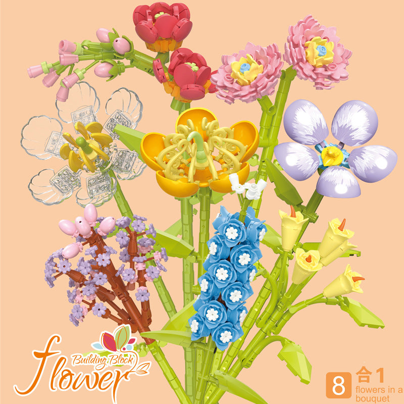 087F-Hibiscus Flower Building Block Flower (69pcs)