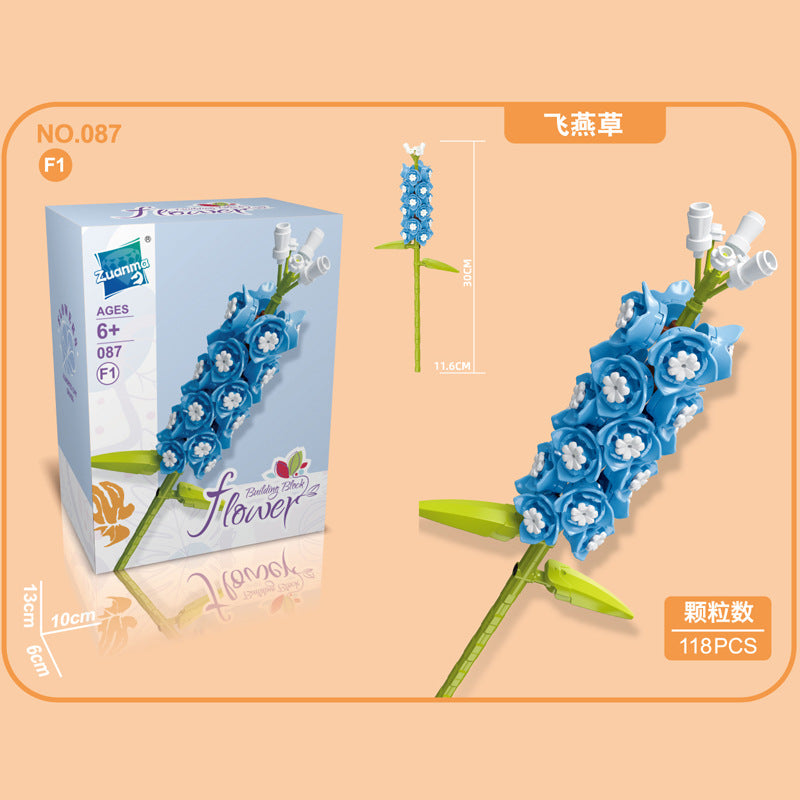 087F-1-Delphinium Building Block Flower (118pcs)