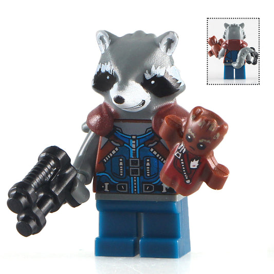Rocket Raccoon with Baby Groot Custom Marvel Superhero Minifigure Guardians of the Galaxy1