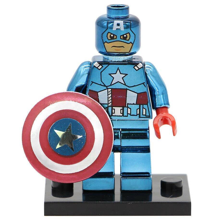Chrome Captain America Custom Marvel Superhero Minifigure1