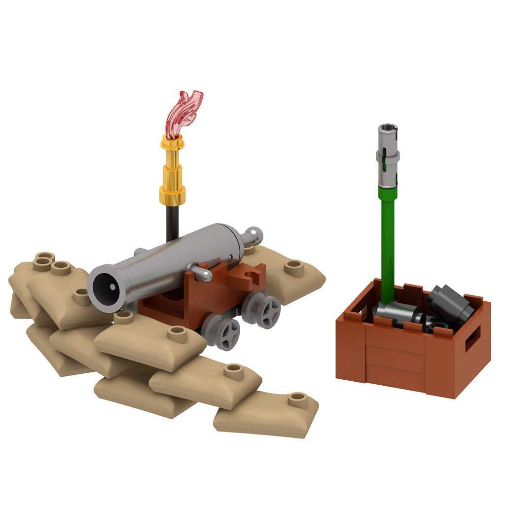 Military Cannon With Sandbags Custom Set1