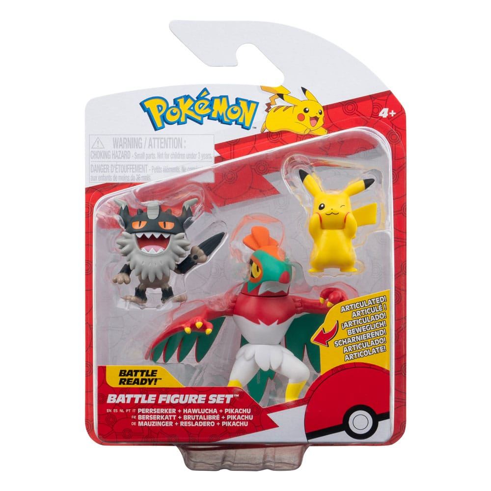 Pokémon Battle Figure Set 3-Pack Pikachu #8, Perrserker, Hawlucha 5cm2
