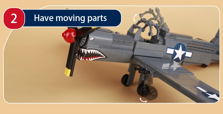 P-40 Fighter Aircraft Shark Mouth Custom Military MOC