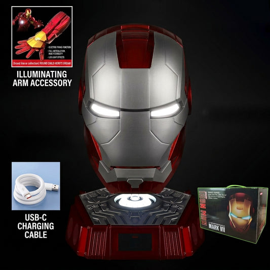 Electric Spider-Man Mask with Blinking Eyes + Voice-Controlled Golden Iron Man Helmet Set