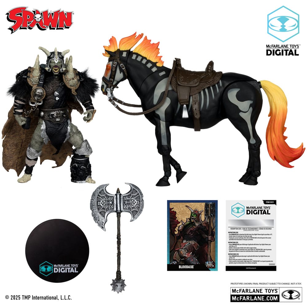 Spawn Action Figure Bloodaxe with Horse (Spawn: The Dark Ages) (McFarlane Toys 30th Anniversary) (Gold Label) 18cm2