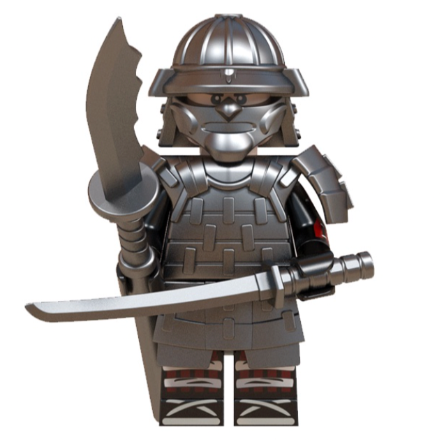 Japanese Silver Samurai Custom Minifigure1