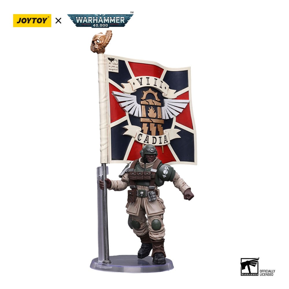 Warhammer 40k Action Figure 1/18 Astra Militarum Cadian Command Squad Veteran with Regimental Standard 12cm4