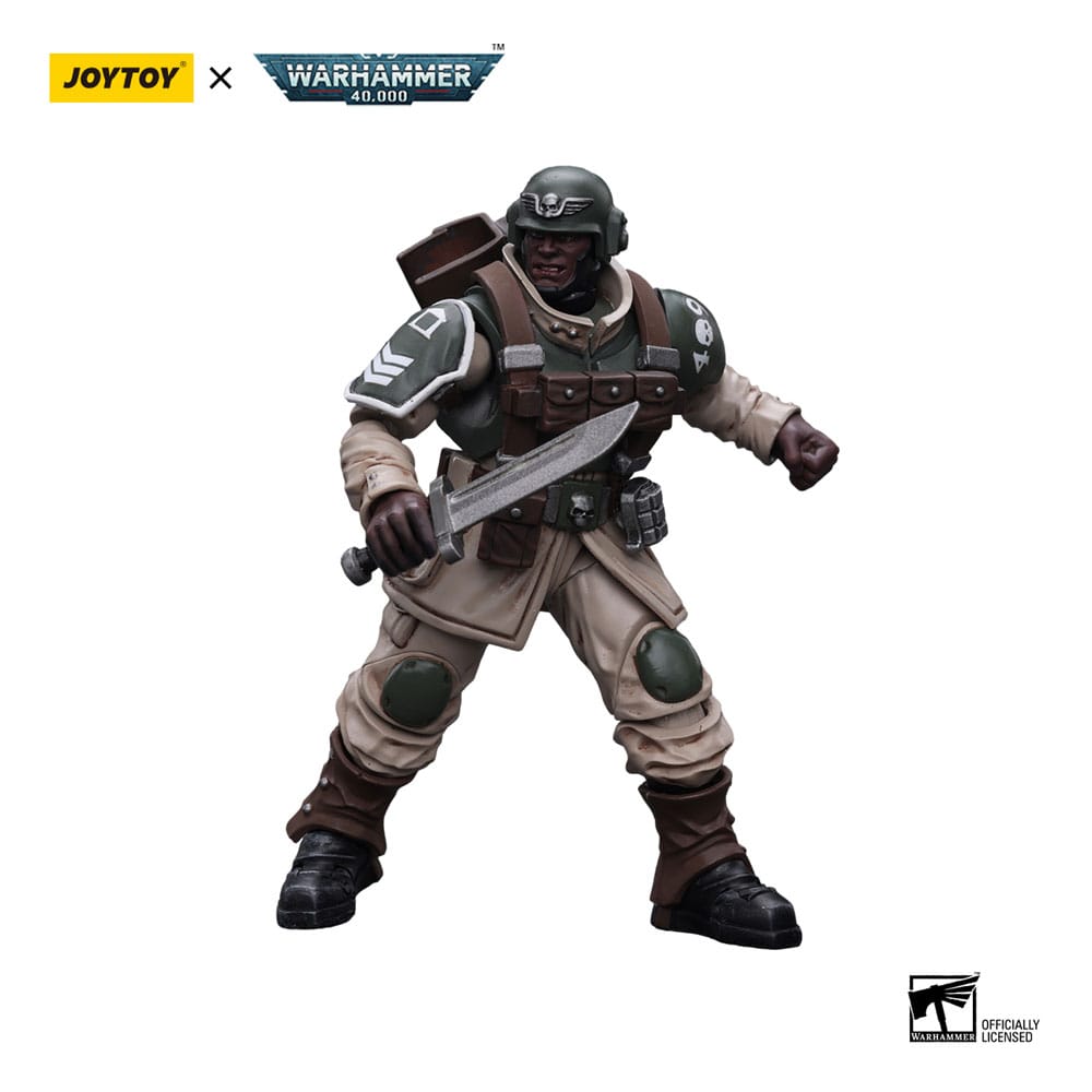 Warhammer 40k Action Figure 1/18 Astra Militarum Cadian Command Squad Veteran with Regimental Standard 12cm5