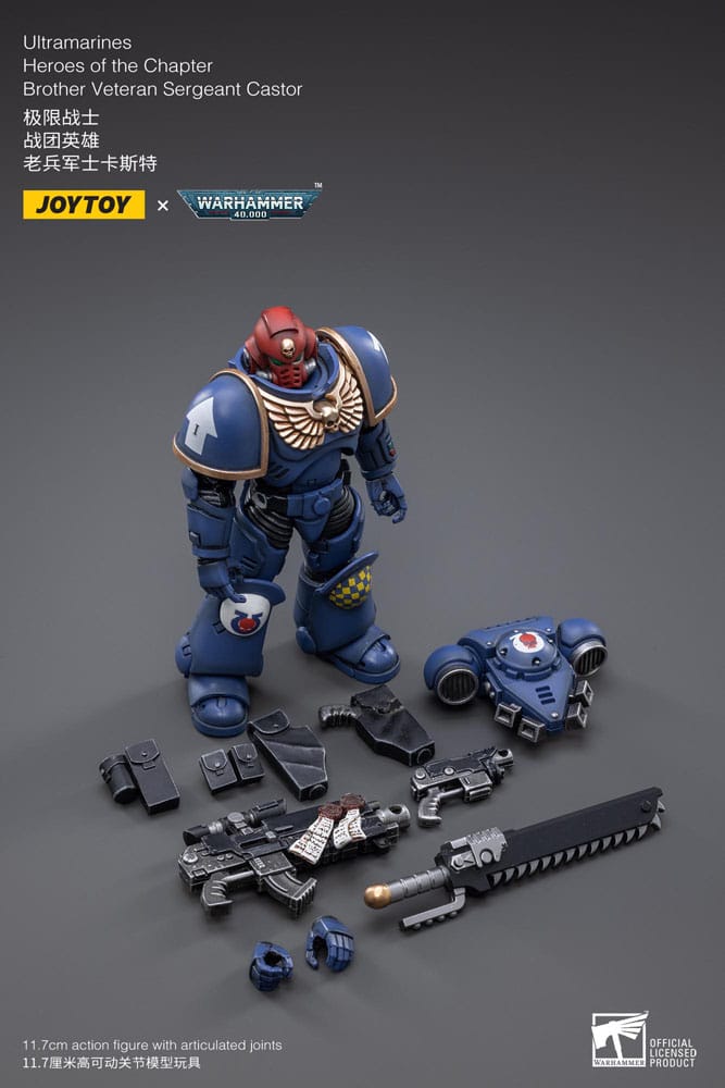 Warhammer 40k Action Figure 1/18 Ultramarines Heroes of the Chapter Brother Veteran Sergeant Castor 12cm2
