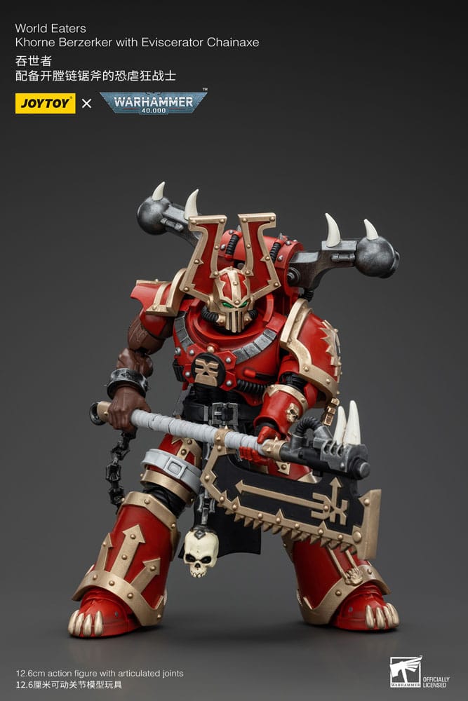 Warhammer 40k Action Figure 1/18 World Eaters Khorne Berzerker with Eviscerator Chainaxe 13cm4