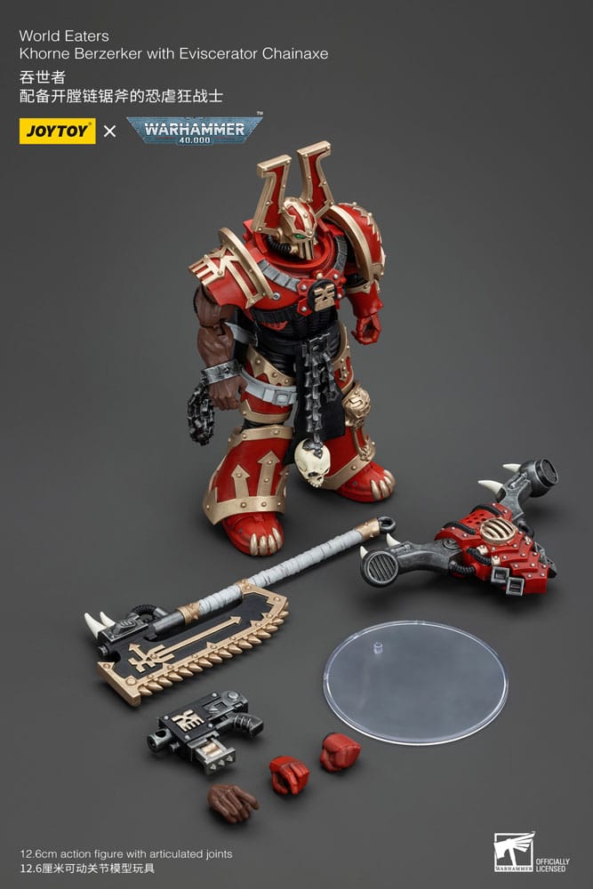 Warhammer 40k Action Figure 1/18 World Eaters Khorne Berzerker with Eviscerator Chainaxe 13cm7