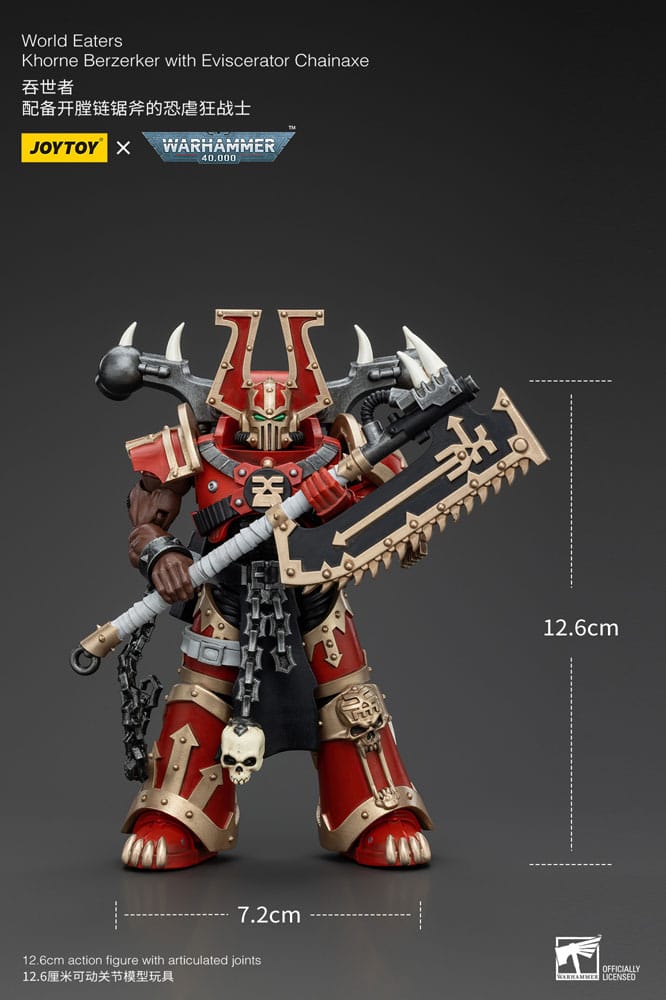 Warhammer 40k Action Figure 1/18 World Eaters Khorne Berzerker with Eviscerator Chainaxe 13cm6