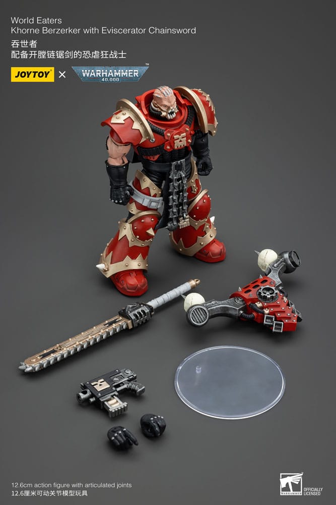 Warhammer 40k Action Figure 1/18 World Eaters Khorne Berzerker with Eviscerator Chainsword 13cm7