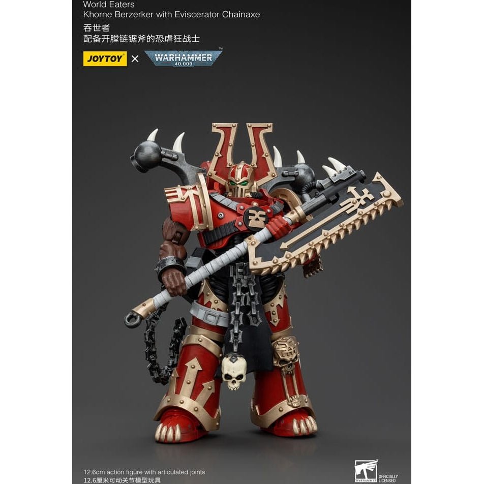 Warhammer 40k Action Figure 1/18 World Eaters Khorne Berzerker with Eviscerator Chainaxe 13cm2