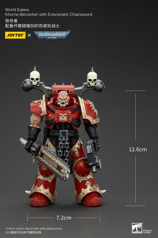Warhammer 40k Action Figure 1/18 World Eaters Khorne Berzerker with Eviscerator Chainsword 13cm6