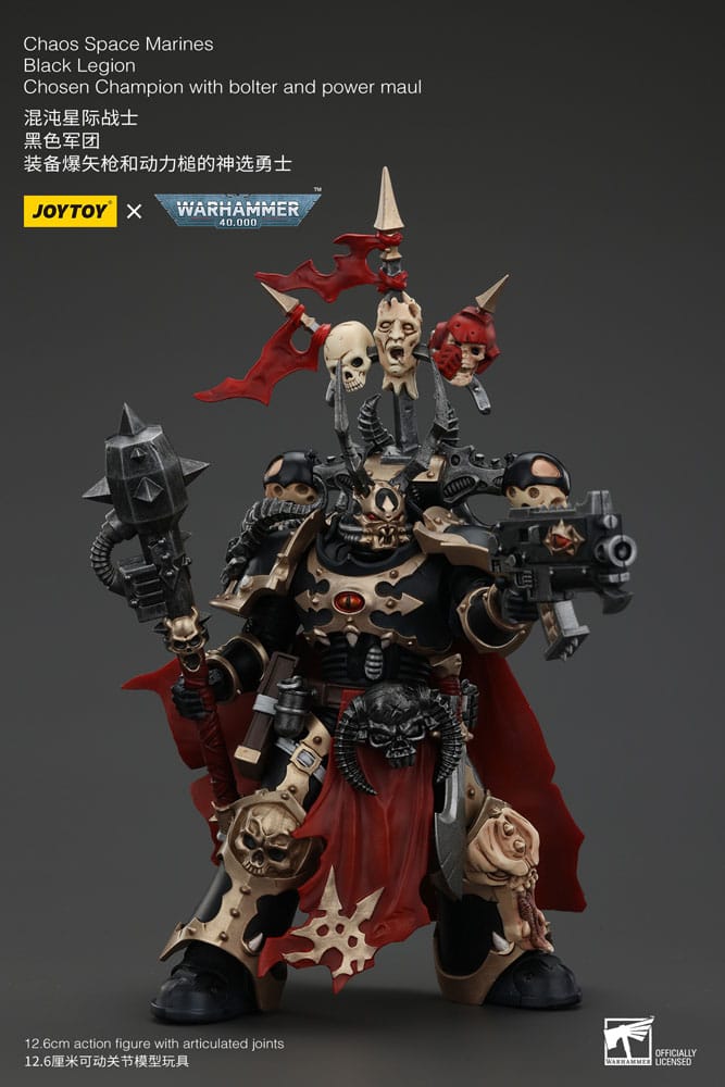 Warhammer 40k Action Figure Chaos Space Marines Black Legion Chosen Champion with bolter and power maul 20cm4