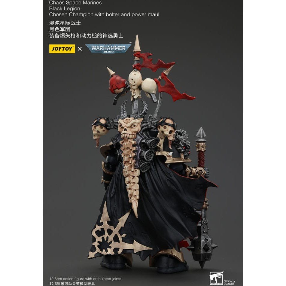 Warhammer 40k Action Figure Chaos Space Marines Black Legion Chosen Champion with bolter and power maul 20cm2