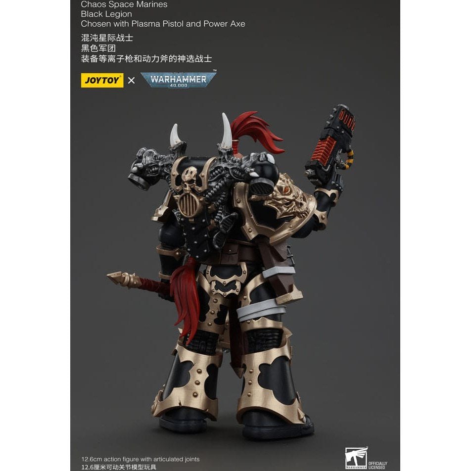 Warhammer 40k Action Figure Chaos Space Marines Black Legion Chosen with Plasma Pistol and Power Axe 20cm2