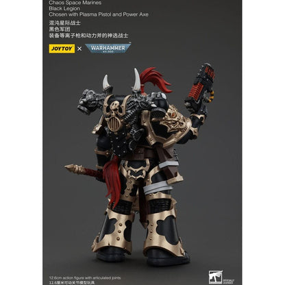Warhammer 40k Action Figure Chaos Space Marines Black Legion Chosen with Plasma Pistol and Power Axe 20cm2