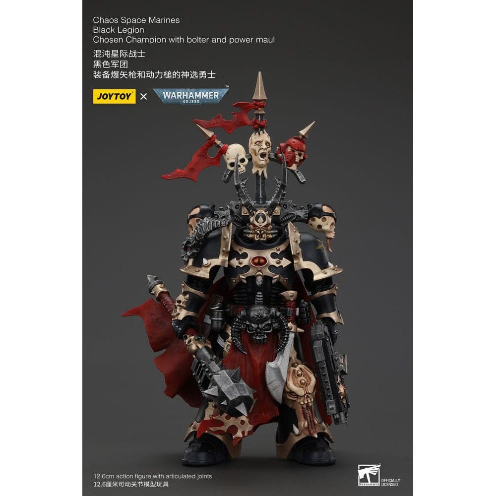 Warhammer 40k Action Figure Chaos Space Marines Black Legion Chosen Champion with bolter and power maul 20cm1