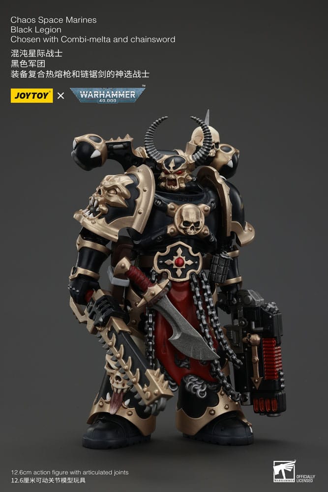 Warhammer 40k Action Figure Chaos Space Marines Black Legion Chosen with Combi-melta and chainsword 20cm3