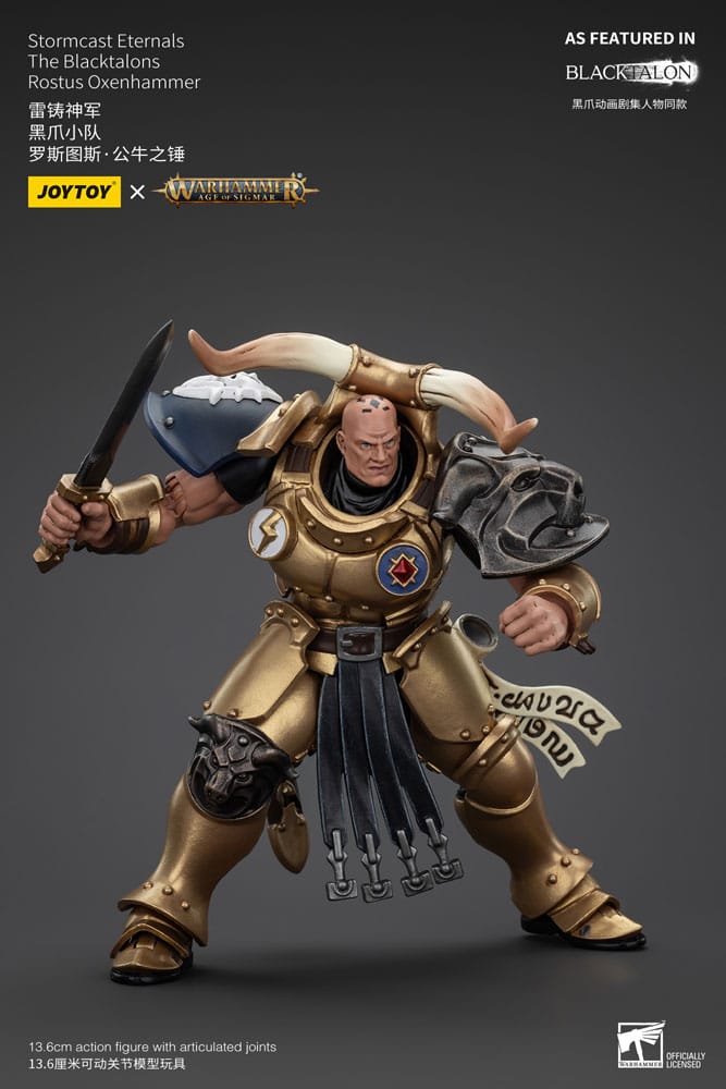 Warhammer Age of Sigmar Action Figure Stormcast Eternals The Blacktalons Rostus Oxen hammer 20cm8
