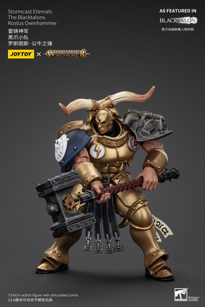 Warhammer Age of Sigmar Action Figure Stormcast Eternals The Blacktalons Rostus Oxen hammer 20cm6