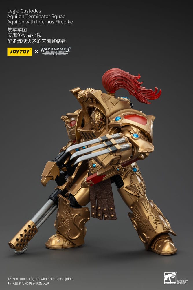 Warhammer The Horus Heresy Action Figure 1/18 Legio Custodes Aquilon Terminator Squad Aquilon with Infernus Firepike 14cm7