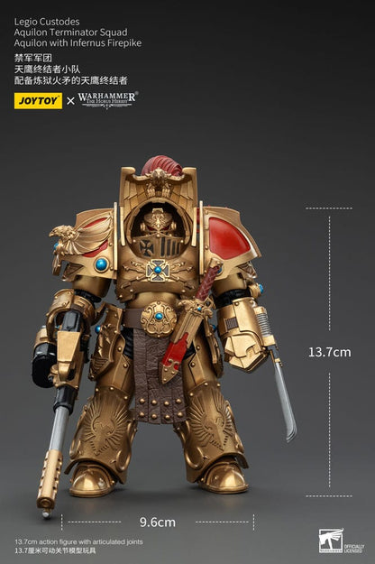 Warhammer The Horus Heresy Action Figure 1/18 Legio Custodes Aquilon Terminator Squad Aquilon with Infernus Firepike 14cm9