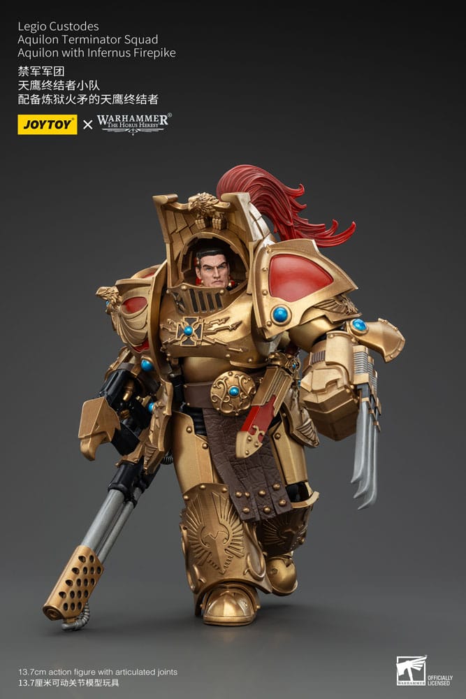 Warhammer The Horus Heresy Action Figure 1/18 Legio Custodes Aquilon Terminator Squad Aquilon with Infernus Firepike 14cm8