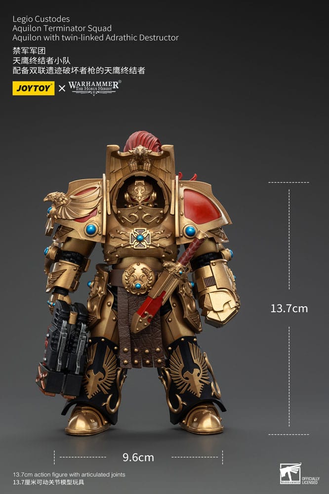 Warhammer The Horus Heresy Action Figure 1/18 Legio Custodes Aquilon Terminator Squad Aquilon with twin-linked Adrathic Destructor 14cm9