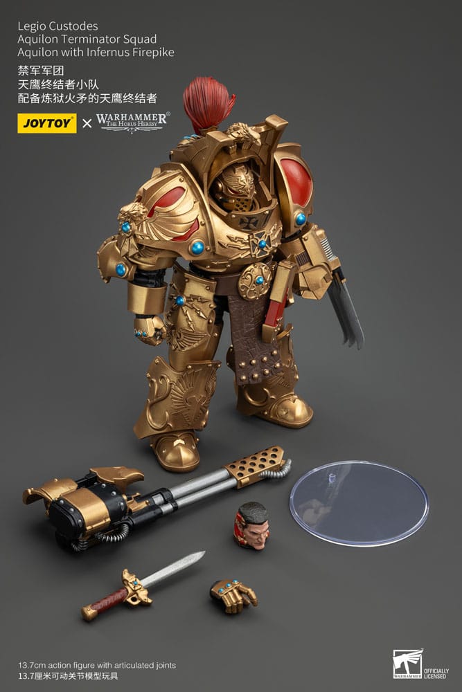 Warhammer The Horus Heresy Action Figure 1/18 Legio Custodes Aquilon Terminator Squad Aquilon with Infernus Firepike 14cm2