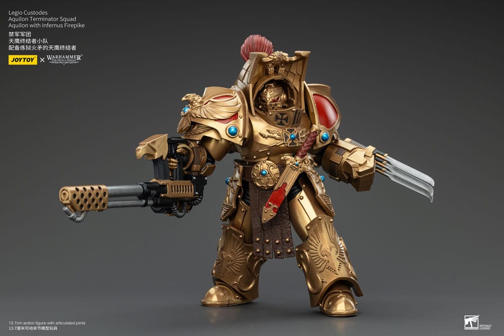 Warhammer The Horus Heresy Action Figure 1/18 Legio Custodes Aquilon Terminator Squad Aquilon with Infernus Firepike 14cm5