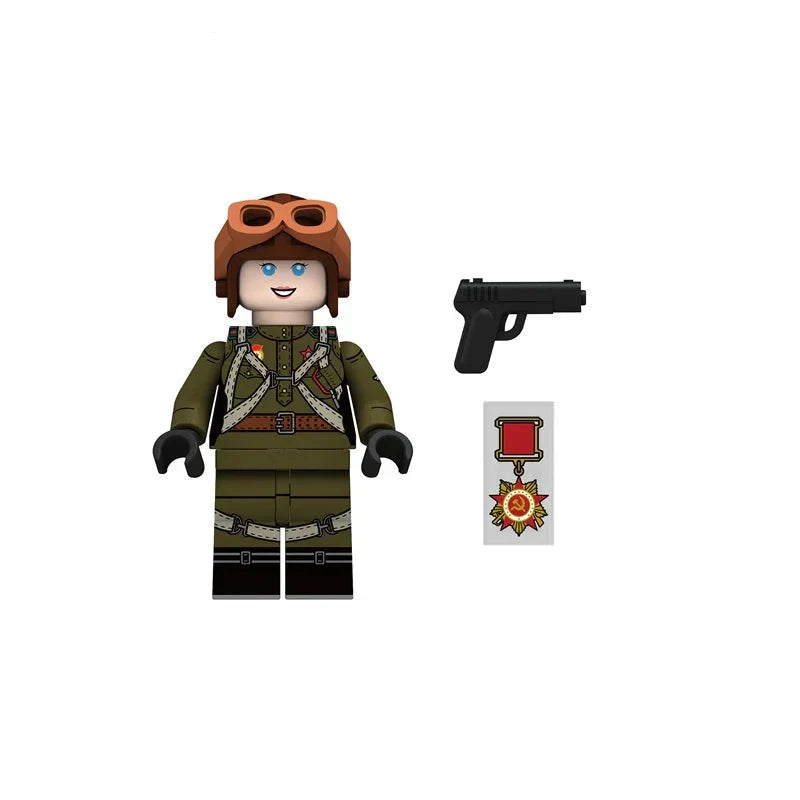 White Lily Soviet Military Pilot Soldier Custom Minifigure
