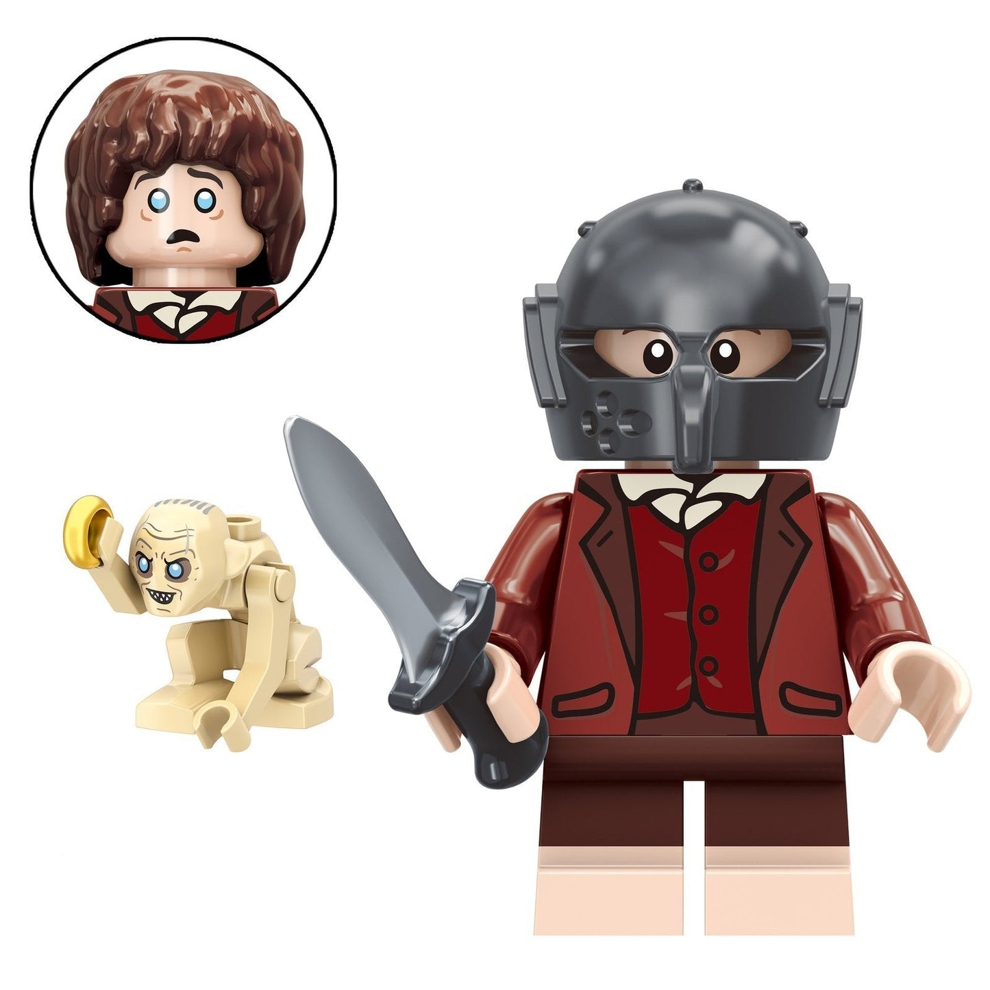 Frodo Baggins (Orc Helmet) Custom Lord of the Rings Minifigure1
