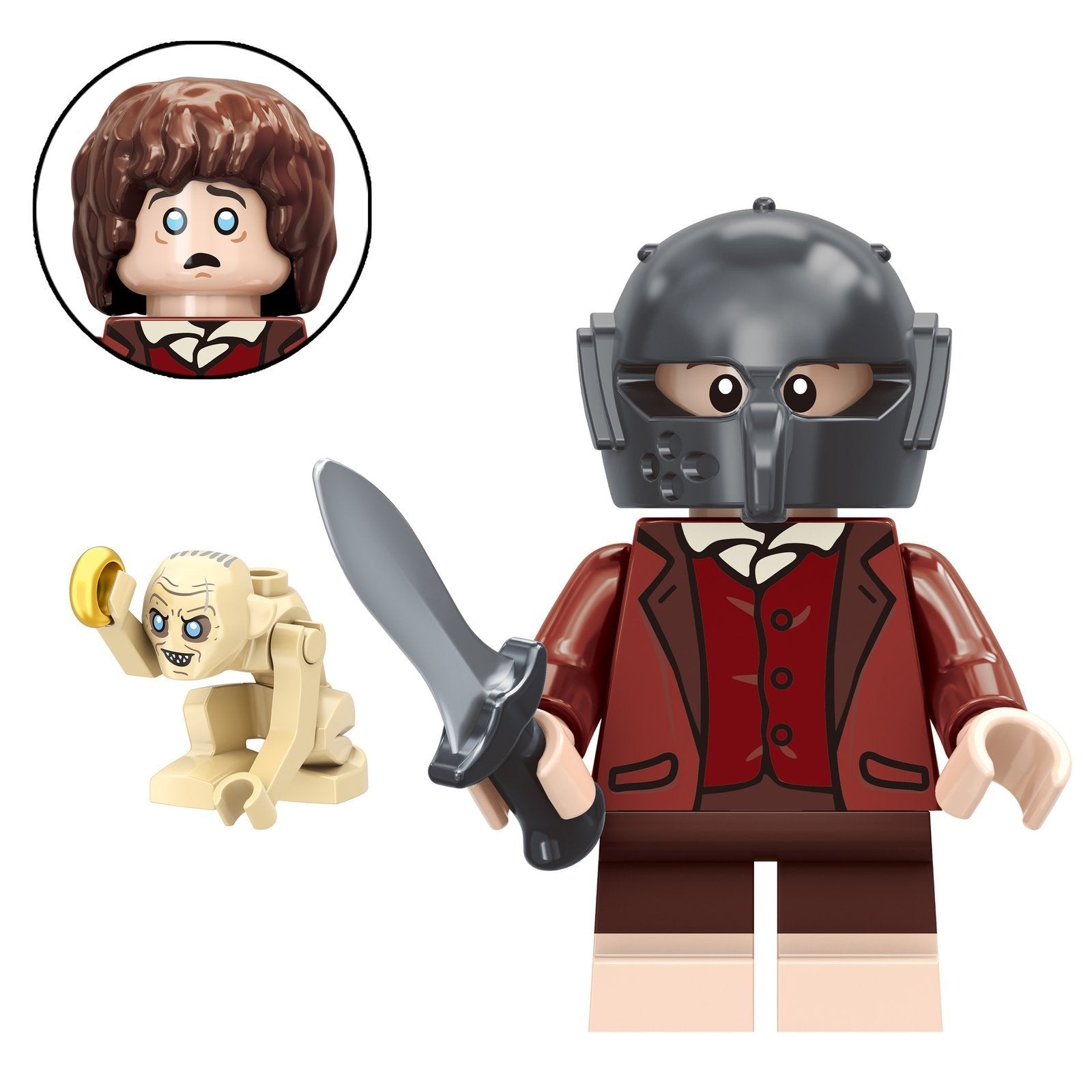 Frodo Baggins (Orc Helmet) Custom Lord of the Rings Minifigure1