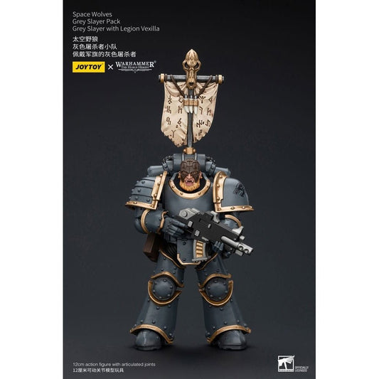 Warhammer The Horus Heresy Action Figure 1/18 Space Wolves Grey Slayer Pack Grey Slayer With Legion Vexilla 12cm1